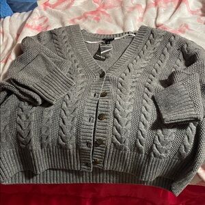 Torrid Gray Cable Knit Cardigan
